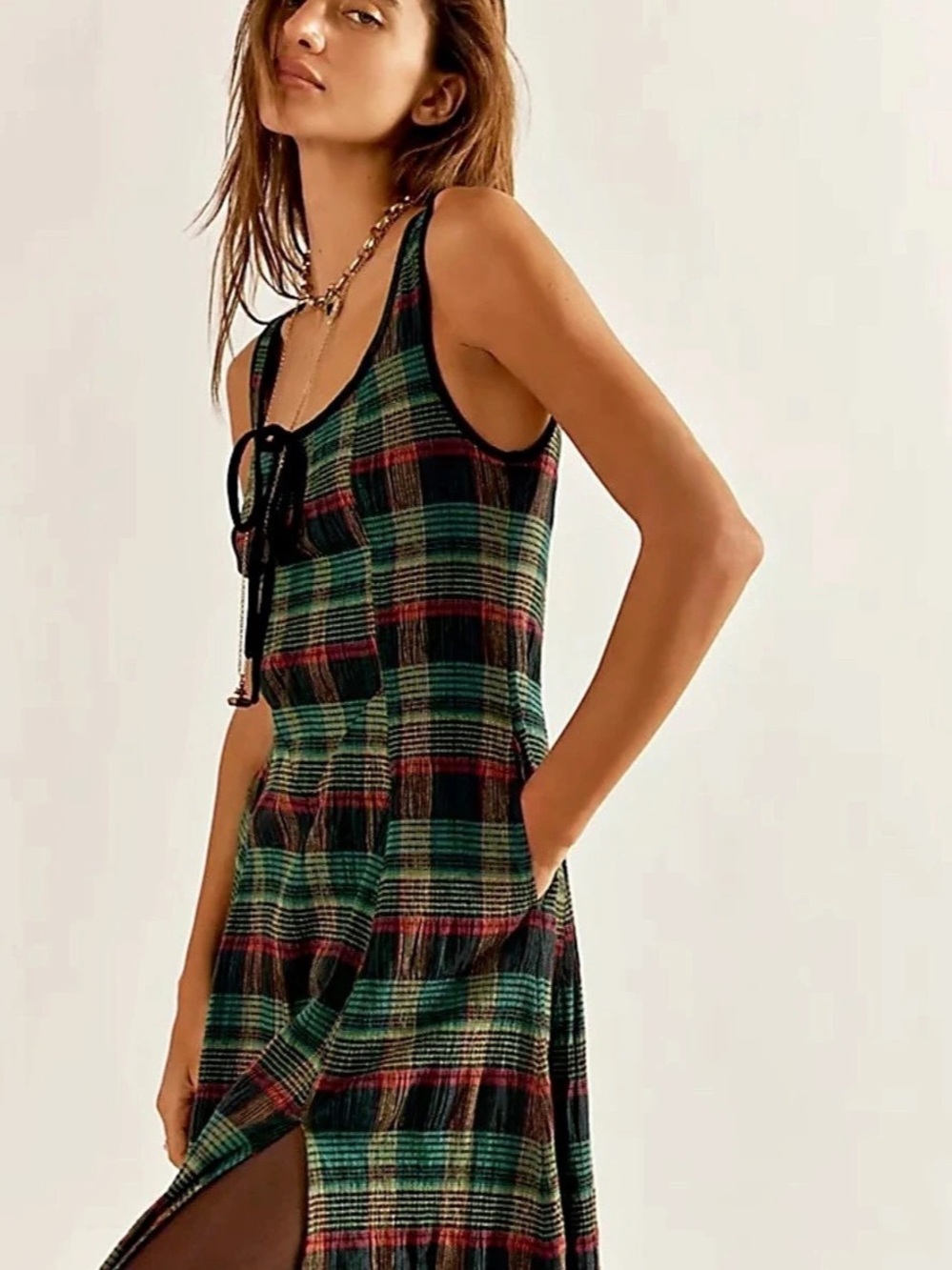Free People Freya Plaid Midi Dress